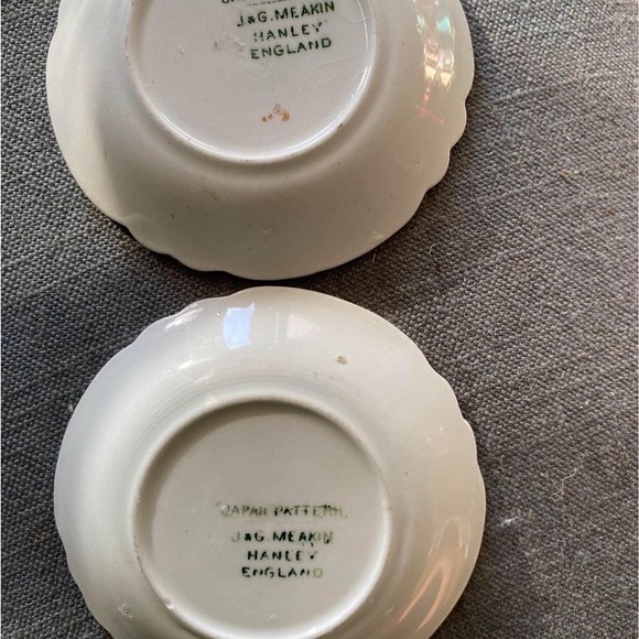 Antique J and G Meakin Hanley England Mini Plate, set/2 minor crazing in 1 plate